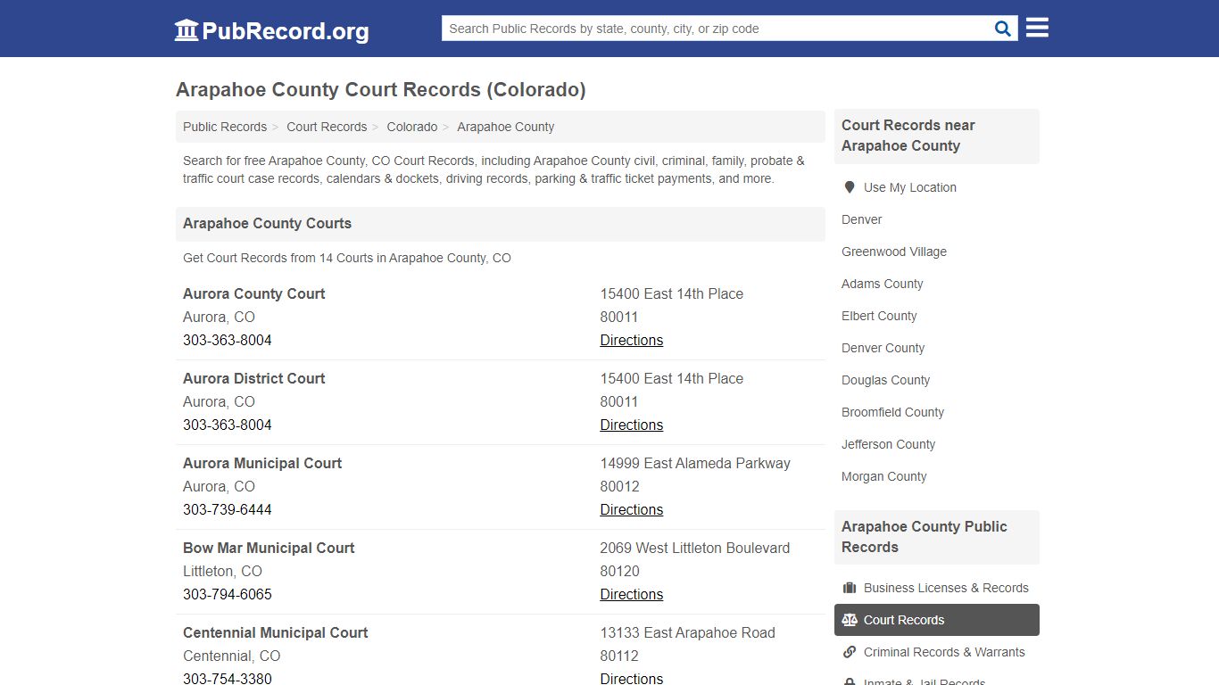 Free Arapahoe County Court Records (Colorado Court Records) - PubRecord.org