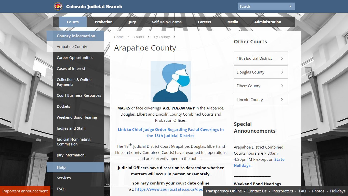 Colorado Judicial Branch - Arapahoe County - Homepage